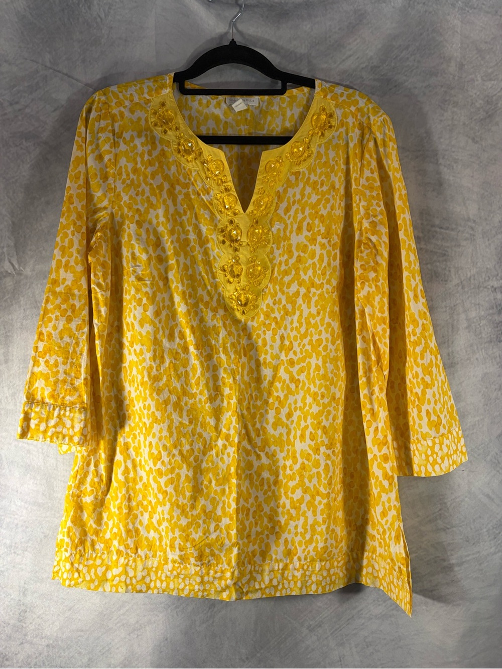 Charter Club Yellow Embellished Tunic Top Women’s Large